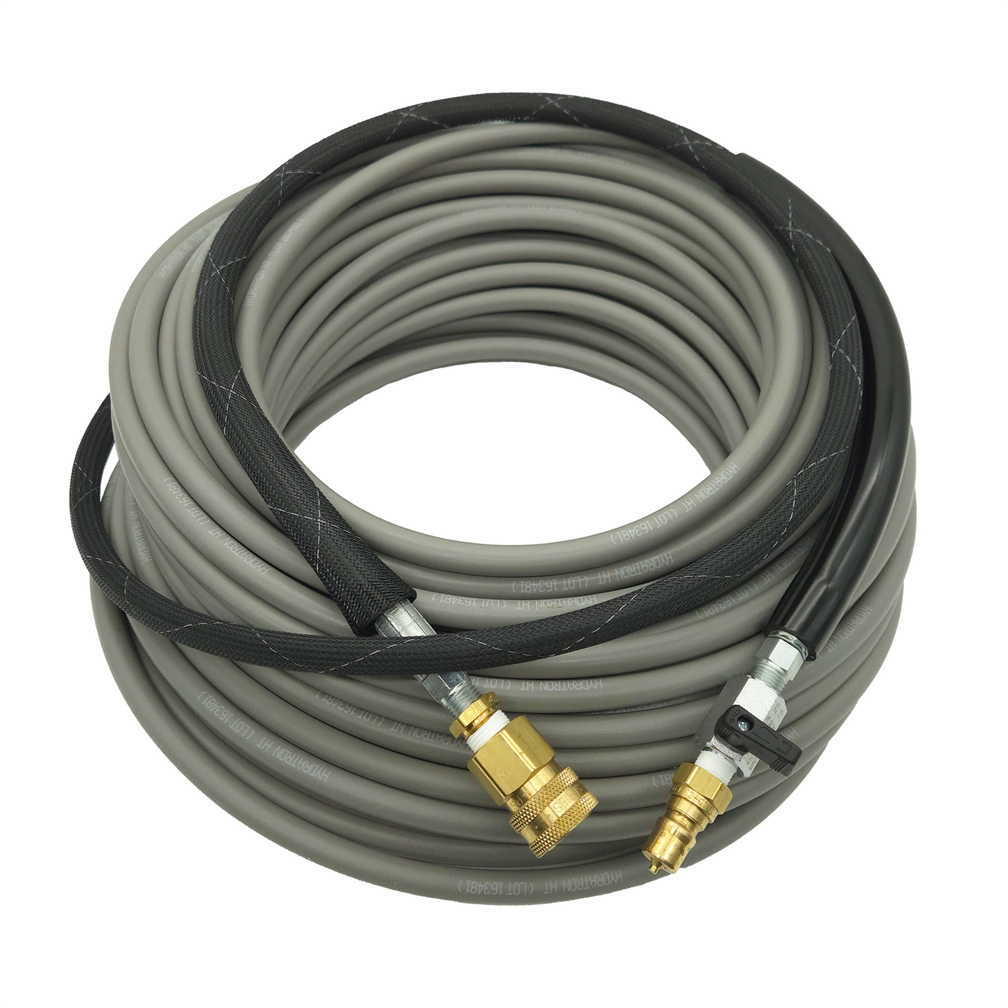 High Pressure Hose - 150' Grey With Shutoff And Fittings