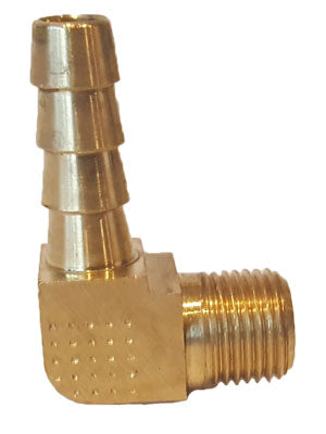 1/8" Brass Hose Barb 90 Degree Elbow MPT 1/4"