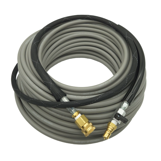 High Pressure Hose - 150' Grey With Shutoff And Fittings