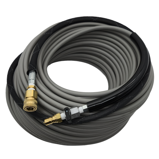High Pressure Hose - 200' Grey With Shutoff and Fittings