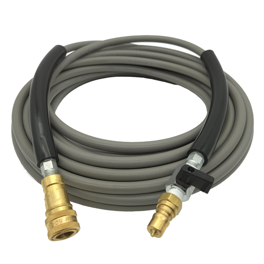 High Pressure Hose - 50' Grey With Shutoff And Fittings